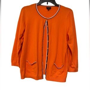 Talbots Preppy Orange Button Front Cardigan Pima Cotton - Size M